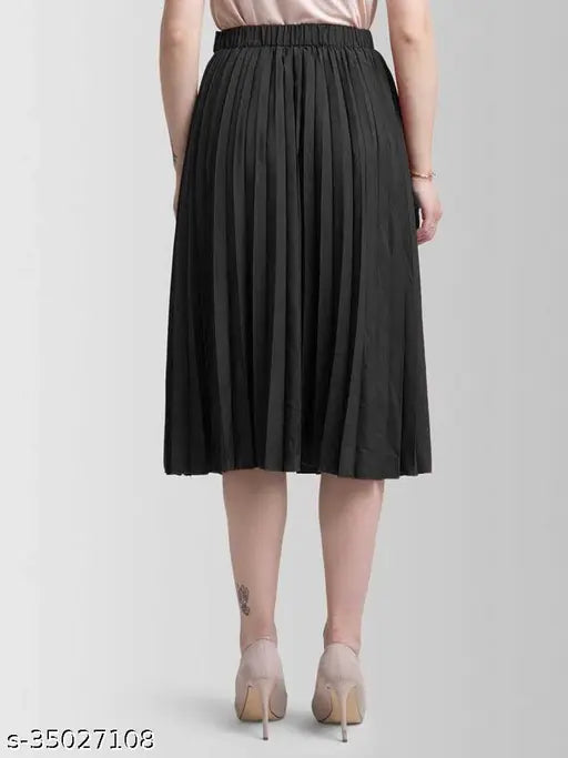 Elegant crepe women's western skirt, solid net, free size 28-38, length 33 inches, India-made