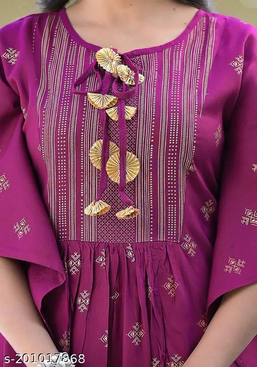 Printed rayon kaftan set with matching pants, attractive and trendy Indian fashion wear in vibrant print