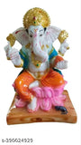Marble Ganesh idol (4"L x 7"H x 3"W), high-quality Indian decorative religious sculpture