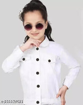 Cotton Kids Jacket, solid white for ages 1-14 years old, perfect for girls and boys playwear