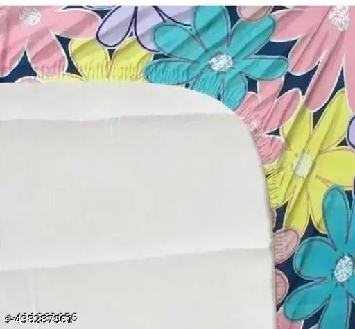 Cotton floral-print fitted double bed sheet & 2 pillow covers - superfine quality, summer ideal, adult use