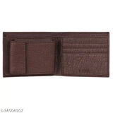 Brown PU formal wallet, stylish men's accessory for cash essentials storage