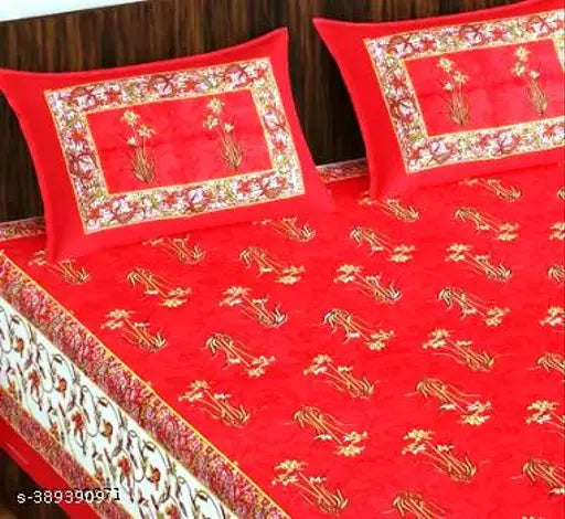Pure cotton queen-size bedsheet, 100 x 90 inches, made in India