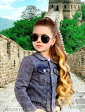 Denim girl jacket D Waas, solid color kid's long sleeve jacket, size chart available for 6-12 years