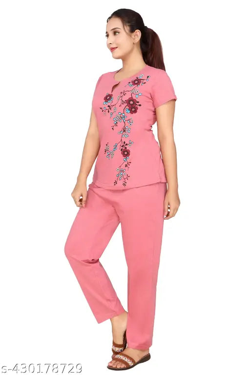 Cotton blend floral printed nightsuits for women, perfect for summer relaxation