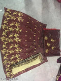 Taffeta silk kids lahenga choli set with dupatta, semi-stitched embroidered design, various sizes available