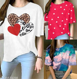 Oversized Lycra t-shirts combo of 3 for women, printed net design in various sizes S-XL, quality fabric with a lifespan of 10 years on display