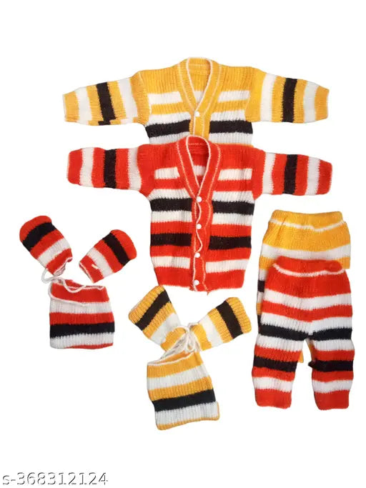 Wool printed net long sleeve suits pack, stylish Baby Baba dresses for kids (0-4 months), India origin