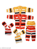 Wool printed net long sleeve suits pack, stylish Baby Baba dresses for kids (0-4 months), India origin