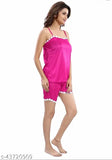 Satin nightsuit, sleeveless spaghetti top and shorts, premium quality Indian-made women's sleepwear