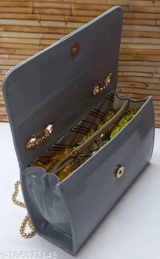 Synthetic sling bag for women and girls, self-design net pattern, free size (9x6x3 inches), Made in India