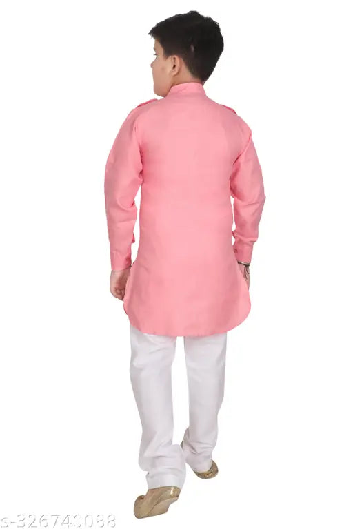 Kids Indian ethnic kurta Pathani suit for boys, solid cotton long-sleeved outfit