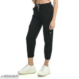 Lycra Solid-Color Girls Jogger Trackpants Pack (2), India Origin - Adjustable, elastic waistband & drawstring for comfort & style