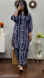 Rayon Dhibha Cord Coord Set, printed net Afghani pant for women, three-quarter sleeves
