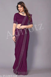 Solid Plain Bollywood Georgette Saree in Vichitra Silk, perfect for any occasion with versatile styling and luxurious comfort