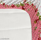 Pink dot glace cotton fitted double bedsheet with 2 pillow covers, floral print. Fits up to 8-inch mattresses (72x78x8 inches). Breathable, wrinkle-free, and easy to wash
