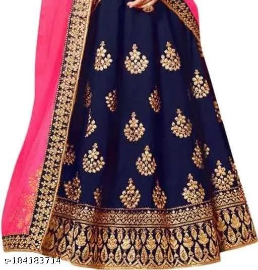 Kids taffeta silk embroidered lehenga choli set with net dupatta, short sleeves, 1 quantity, sizes 2-14 years old, Indian designer wear