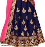 Kids taffeta silk embroidered lehenga choli set with net dupatta, short sleeves, 1 quantity, sizes 2-14 years old, Indian designer wear