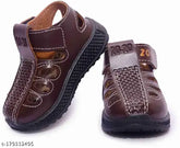 Stylish canvas and PU brown sandals for kids - breathable, versatile, adjustable, and comfortable footwear for daily wear