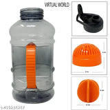 Black orange 15L sports water bottle for gym - leak-proof shaker with measurement markers and strong nylon strap