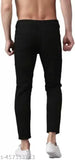 Black cotton Credit A jeans: Stylish knee-cut for comfortable and elegant daily wear