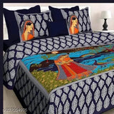 White 100% cotton double bed flat sheets with 2 floral pillow covers, ideal for summer - high-quality Indian craftsmanship