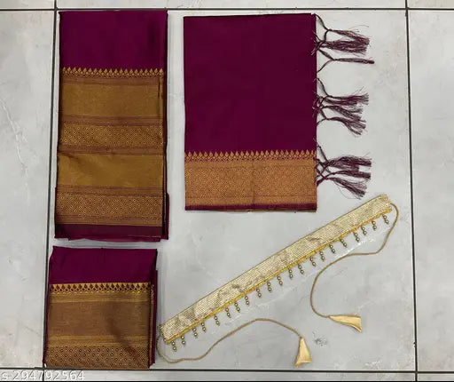 South Indian Art Silk Half Saree (Unstitched Lehenga 3.75m, Choli & Dupatta 2.5m) in Litchi Silk Zari work, beautiful tussles, latest designer collection from India