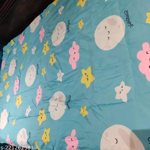 Cotton baby warm comforter, light blue, single size (90x60x90in), perfect for winter, India origin