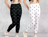 Stylish printed cotton blend women's jeggings pack of 2, featuring a variety of sizes from 26 to Free Size