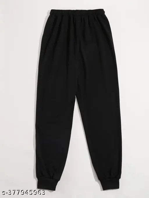 Black cotton blend women's animal printed jogger pants, premium quality, athletic performance, versatile style