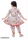 Cotton Cambric A-line dhoti pants set for girls, embellished ethnic clothes for infants to preteens. Indian origin