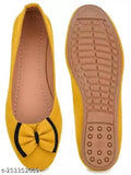 Yellow synthetic belly sandals, stylish slip-on with TPR sole and net detail, Super Fancy brand, available in various sizes from IND-3 to IND-9