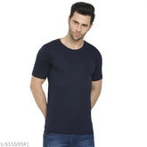 Blue cotton t-shirt, regular fit, short sleeves, Filev stylish round neck design for men