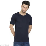 Blue cotton regular fit round neck t-shirt for men, premium bio-washed fabric, antibacterial & durable