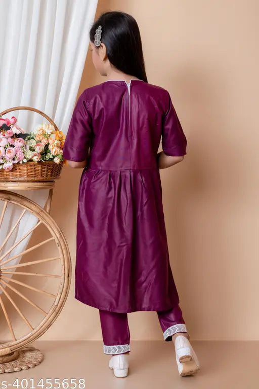 Modern Rayon embroidered top & bottom sets for girls aged 2-9 years, Indian fashion wear