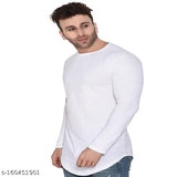 Cotton blend round neck applecut men's t-shirt in solid color, long sleeves, size M (38in/26in)