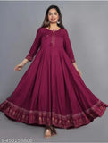Rayon wine-colored party dress, solid design for L & XXL sizes, festive eveningwear