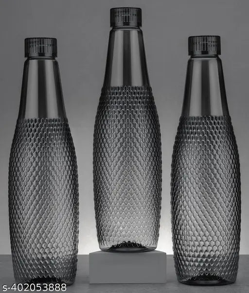 Black plastic water bottles, Norvium 1L, school, college, office pack of 6 (leak-proof)