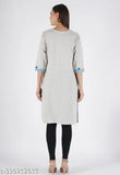 Woolen three-quarter sleeve kurti, solid design for winter, fashionable and comfortable, Aari work embroidery on Indian-made kurti
