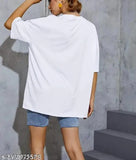 Large, trendy cotton blend t-shirt for women. Solid design in casual style, perfect fit from XS to XXL. Made in India