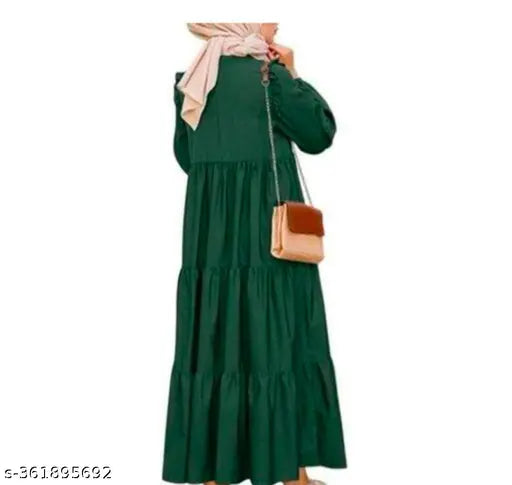 Rayon three-quarter sleeve women's gown, elegant and fashionable, modern style, India-origin