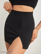 Polyester Lycra pencil skirt for women, black, elastic waist belt, versatile fashion piece, perfect for dates or special occasions, made in India