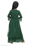 Green chiffon anarkali Nayra suit for girls with embroidery and stonework, traditional Indian festive wear