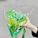 Green panda water bottle for kids - high-quality plastic, dual mouth, 520ml (Pack of 1)