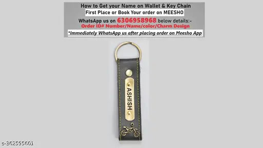 Customized canvas & leather wallet and key chain combo, textured net design, free size (10cm x 11cm), order immediately on Gillkart