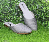 Suede synthetic open back bellies casual shoes for women and girls, slip-on with cushioned insole and slip-resistant outsole. Comfortable for any occasion, ideal for Indo-Western wear and parties. Available in multiple sizes from IND-3 to IND-9. Made in India