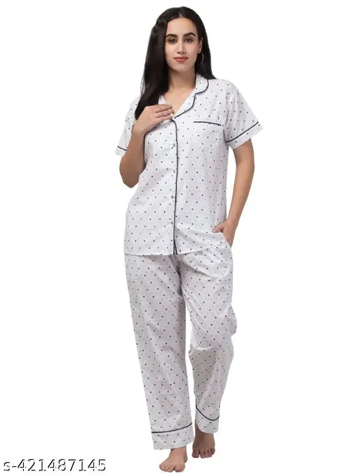 Printed cotton pajama set, includes top and bottom, short sleeves, size S - India origin
