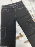 Black baggy denim pants for men, straight fit - six-pocket, black distressed style