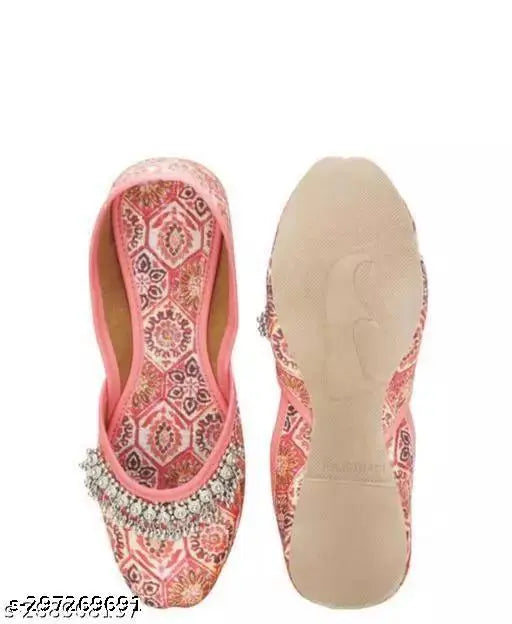 Indian Punjabi Royal Payal Mesh Sole Printed Net Juti, popular women's ethnic footwear, size IND-4 to IND-8