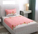 Cotton floral single bedsheet with 1 pillow cover, ideal for summer adult use, regular quality, 240 thread count